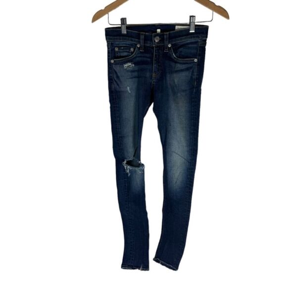 Rag & Bone High Rise Skinny Busted Knee Jeans Sz 24 - Picture 8 of 9